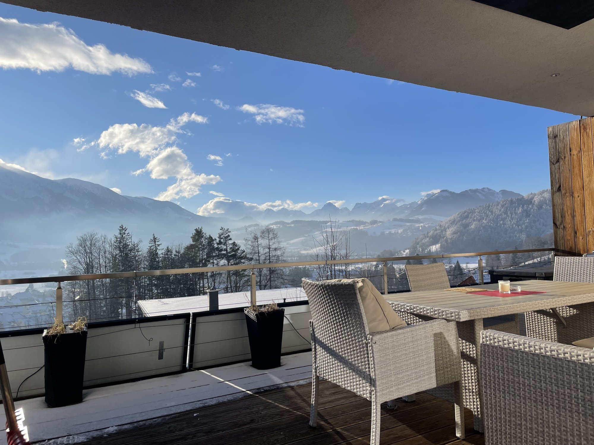 Ferienhaus Außenansicht abends